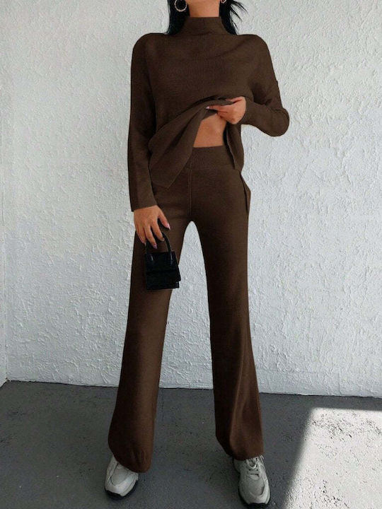 Women's Brown Set with Trousers in Loose Fit Women's Brown Set with Trousers in Loose Fit