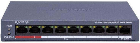 Hikvision DS-3E0109P-E/M(C) Unmanaged L2 PoE+ Switch με 9 Θύρες Ethernet