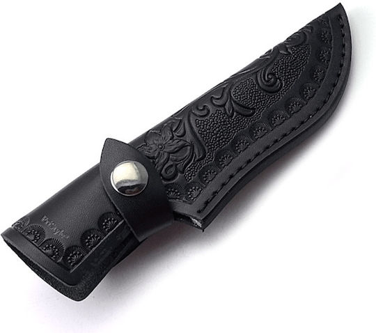 Husă Pentru Cuțit De Buzunar Din Piele Pu De Înaltă Calitate Durabilă Elegantă Cu Închidere Sigură Cu Capse Design Gravate Lame Până La 11 Cm 18.5 Cm Neagră Pristyle