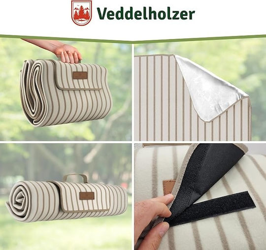 Pături de Picnic pentru Plajă Xxl Veddelholzer 200 X 200 Cm Impermeabil Rezistent la Nisip Termoizolant Strat Moale Pliabil Formă de Geantă Lavabil
