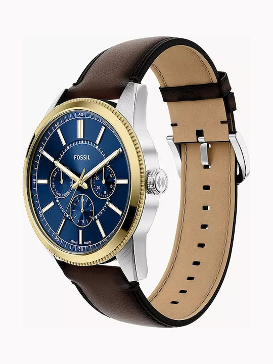 Fossil Multifunction Men's Watch 42mm Battery with Brown Leather Strap