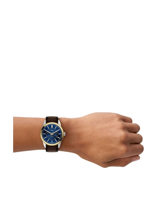 Fossil Multifunction Men's Watch 42mm Battery with Brown Leather Strap