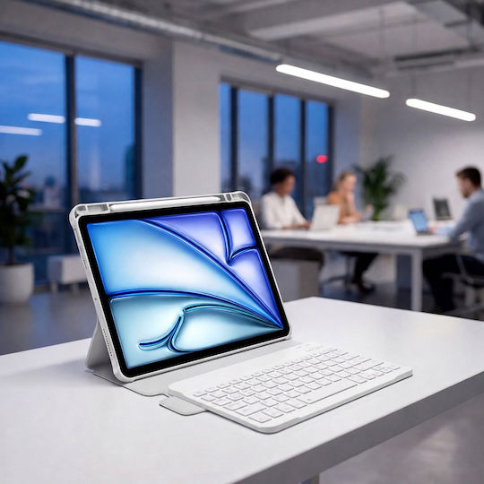 4kom L Защитен Калъф 360° Клавиатура iPad 10.9 2022 Gen 10 11 2025 A16 Gen 11 Сив