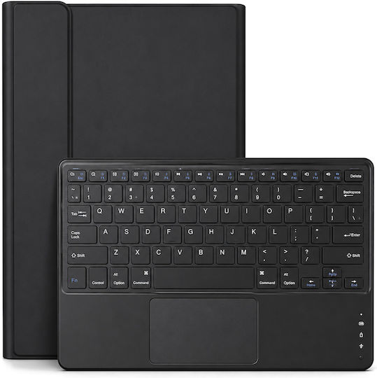 4KOM Калъф С Тъчпад Клавиатура За Galaxy Tab S10 Lite 10.9 Sm-x406 Sm-x400 2025 Защитен Черен