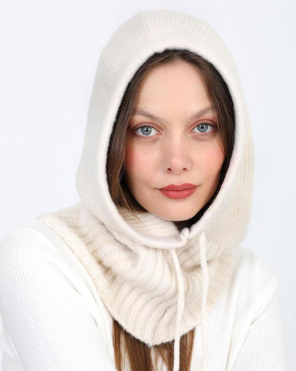 Vollgesicht Unisex Strickmütze in Ecru Farbe
