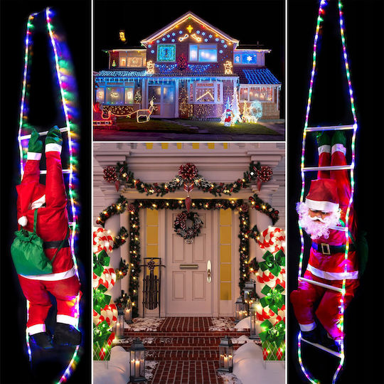 Beleuchteter Dekorative Weihnachtsmann Außenbereich in Leiter