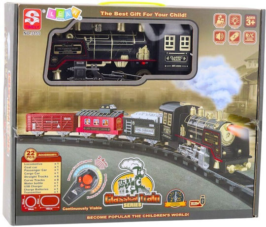 Lean Toys Eisenbahn Schiene mit Sound, Licht und Rauch für 3+ Jahre