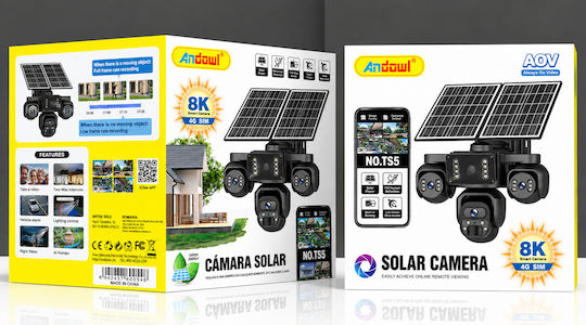 Andowl TS5 IP Triple Surveillance Camera 4G 8K Waterproof Battery with Speaker