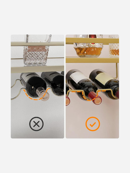 Hoobro Επιδαπέδια Μπουκαλοθήκη με Ρόδες Χρυσή 78x30x91εκ.
