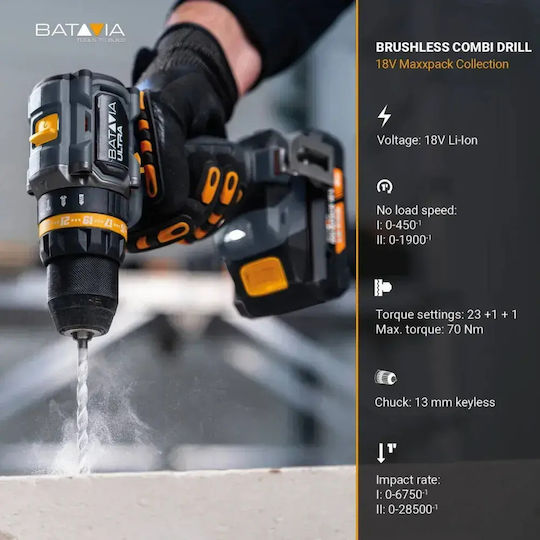 Batavia Mașină de găurit cu acumulator Solo Fără perii 18V
