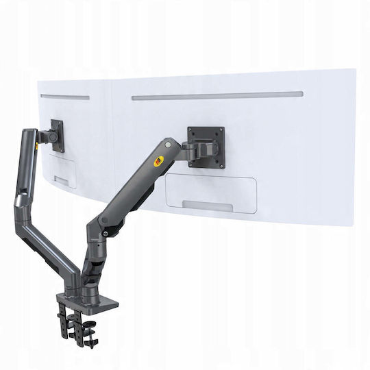 North Bayou Desk Mounted Base for 2 Screens up to 34" with Grey Arm