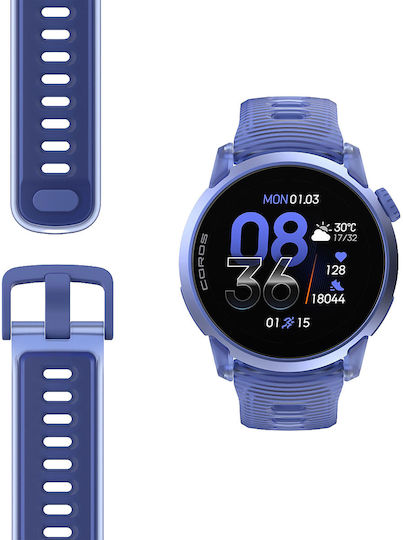 Coros Pace 4 Алуминиев Смарт часовник 43 мм Водоустойчив с Пулсомер (Ultraviolet Silicone Strap)