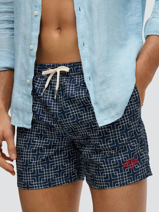 Men's Swimwear Shorts Sashiko Atlantic Navy with Patterns