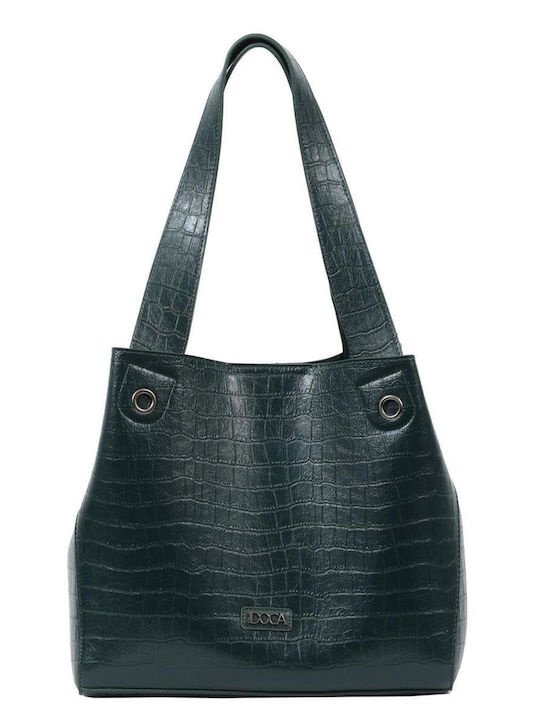 Women's Shoulder Bag Croco Petrol Blue