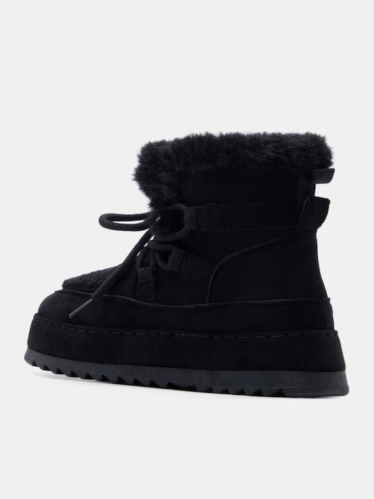 Women's Ankle Boots with Fur Black