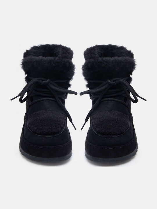Women's Ankle Boots with Fur Black