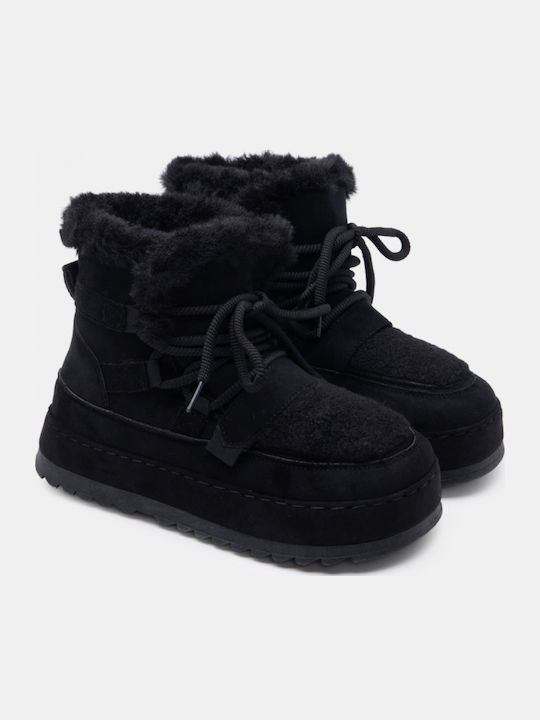 Women's Ankle Boots with Fur Black
