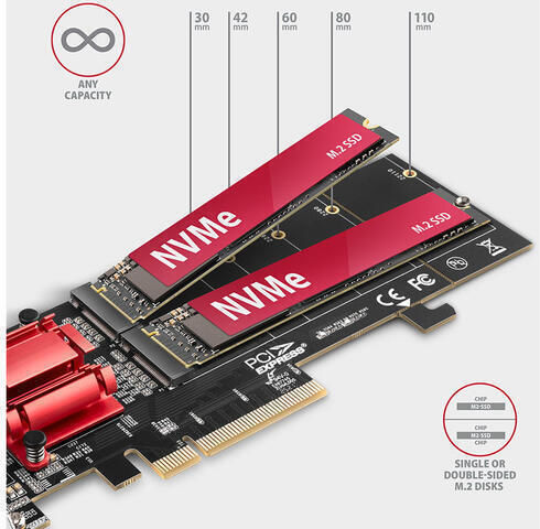 Axagon Pcem2-nd Pci-e 16x M.2 Ssd Nvme