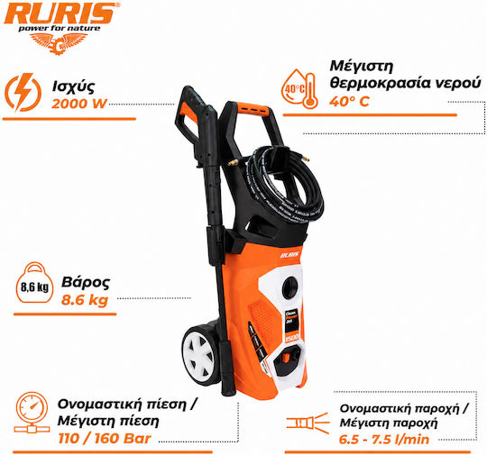 Ruris Cleanpowerjet 1300 – High-pressure Washer 1600 W 130 Bar 7 L Min 6 M Hose