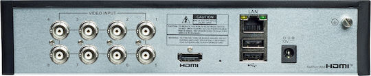 Powertech PT-1596 Устройство за запис HVR 8 Канала с Анализ Full HD+