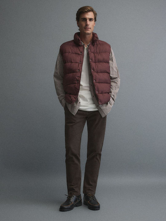 Ärmelloses Puffer Burgundische Herren Jacke