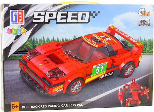 Lean Toys Τουβλάκια Speed Pull Back Red Racing Car για 6+ Ετών 329τμχ