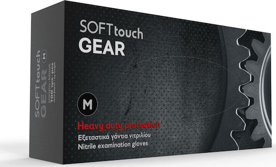 Soft Care Gear Untersuchungshandschuhe Nitril Puderfrei in Schwarz Farbe 100 Stück