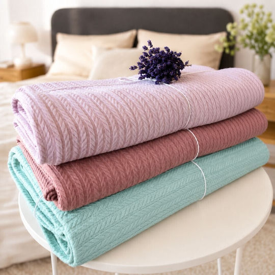 Pucioasa Knitted Single Blanket 160x220cm Mint Green