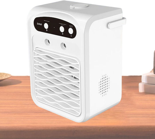 Mini Air Conditioner 1000 Ml Water Tank 3 Wind Speeds Bluetooth Diffuser Colored Ambient Light Fast Cooling White