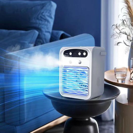 Mini Air Conditioner 1000 Ml Water Tank 3 Wind Speeds Bluetooth Diffuser Colored Ambient Light Fast Cooling White