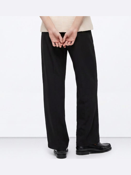 Women's Fabric Trousers in Loose Fit Black