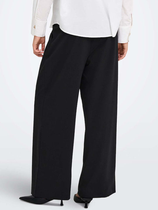 Breite Damen Hochbund Pantaloona in Breiter Bein Stil Schwarz