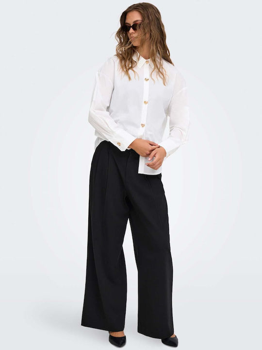 Breite Damen Hochbund Pantaloona in Breiter Bein Stil Schwarz