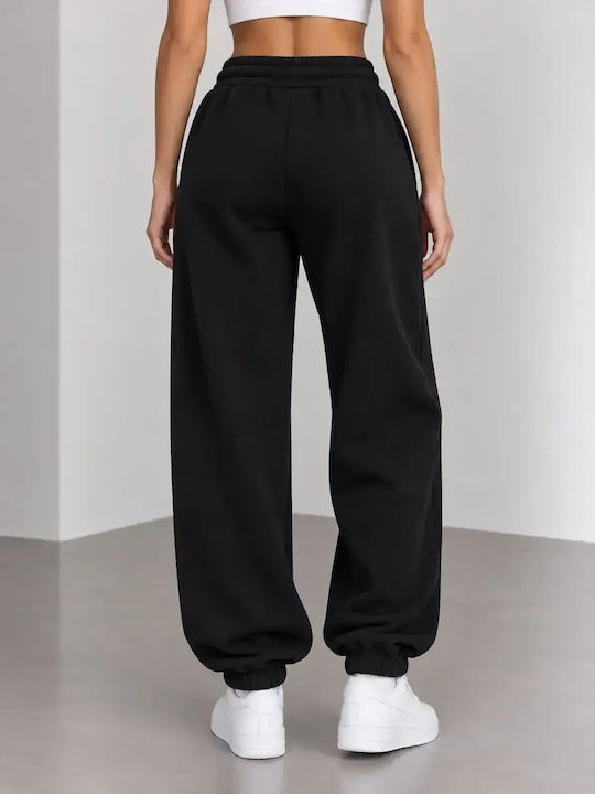 Women's High Rise Fabric Trousers with Rubber Band in Regular Fit Black