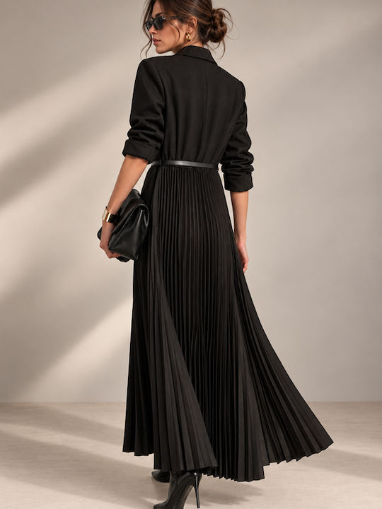 Summer Maxi Dress Long Sleeve Wrap Black