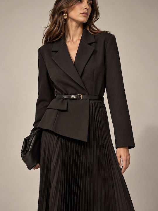 Summer Maxi Dress Long Sleeve Wrap Black