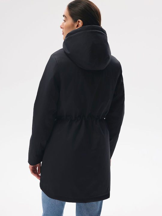 Ardami Lang Damen Jacke für Frühling - Herbst Schwarz