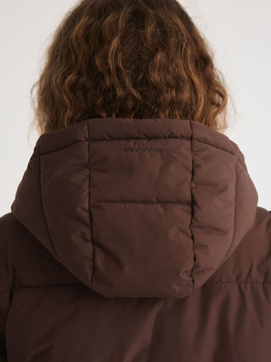 Damen Jacken Lang Puffer Für Winter Braun