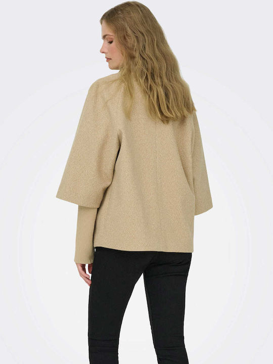 Short Women's Jacket for Winter Camel