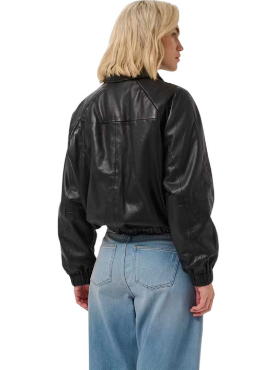 My Essential Wardrobe Δερμάτινο Μπουφάν Δερμάτινα Black
