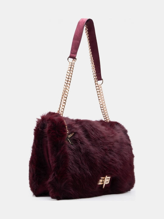 Fur Women's Shoulder Bag Burgundy