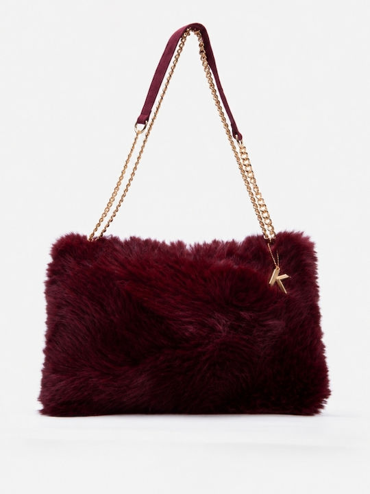 Fur Women's Shoulder Bag Burgundy