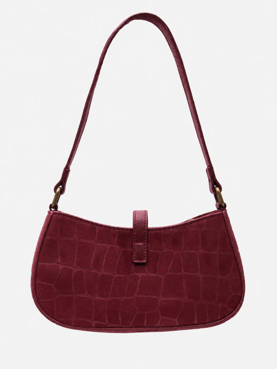 Fabric Women's Shoulder Crossbody Bag Suede Burgundy