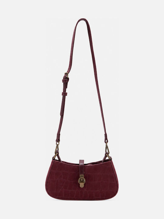 Fabric Women's Shoulder Crossbody Bag Suede Burgundy