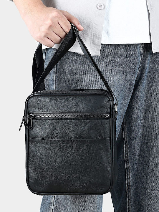 Herren Ledertasche Schulter / Crossbody Schwarz
