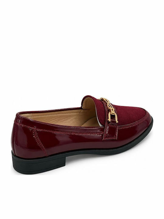 Lackleder Damen Mokassins in Burgundisch Farbe