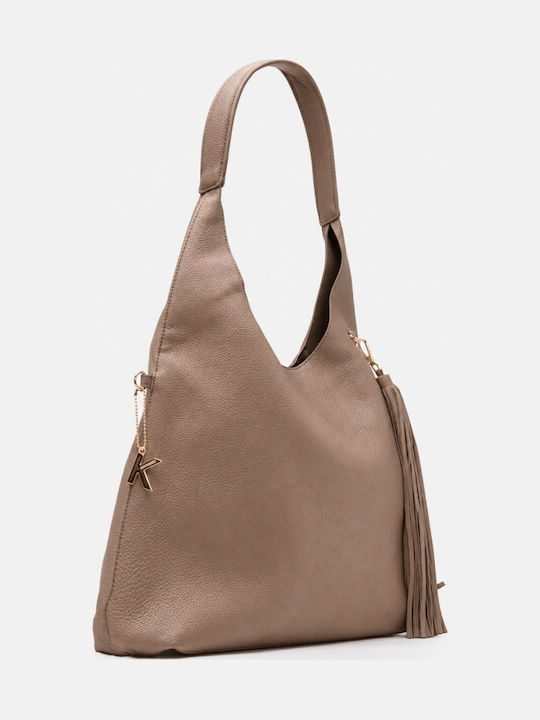 Fabric Knitted Women's Shoulder / Crossbody Bag Beige-dark