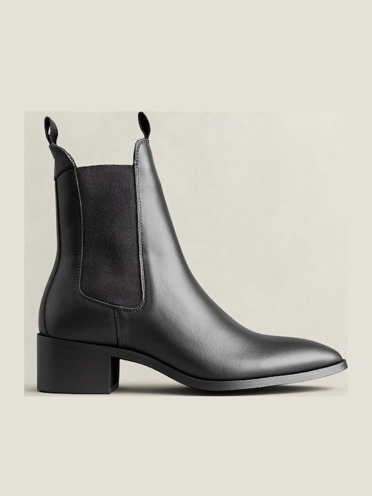 Leder Damen Chelsea-Stiefel Schwarz