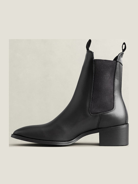 Leder Damen Chelsea-Stiefel Schwarz