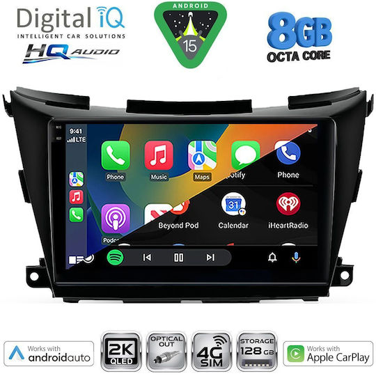 Digital IQ Car Audio System for Nissan Murano 2017-2025 (Bluetooth/USB/WiFi/GPS/Apple-Carplay/Android-Auto) with 9" Touch Screen